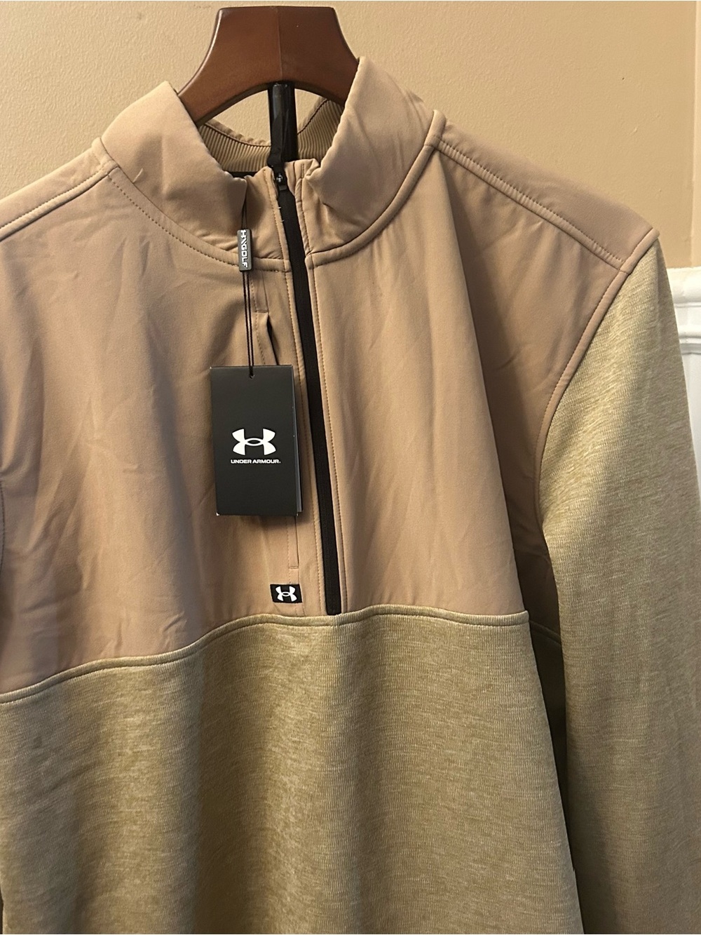 Under Armour Men's Drive Storm Half Zip Camel/Sandstorm/White, Large New - Picture 8 of 11